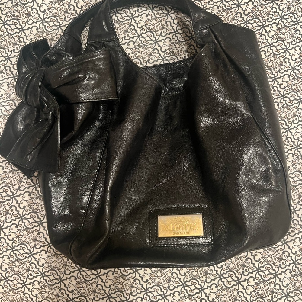 Valentino Garavani Black Shoulder Bag with Glossy Finish